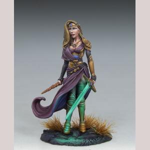 Female Warrior Mage with Sword and Wand