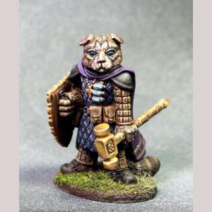 Scottish Fold Cat Cleric with Warhammer